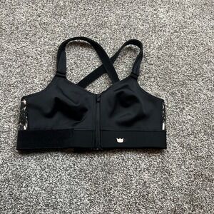 Shefit Luxe Sports Bra Womens XS Black Zip Front Adjustable High Impact Support
